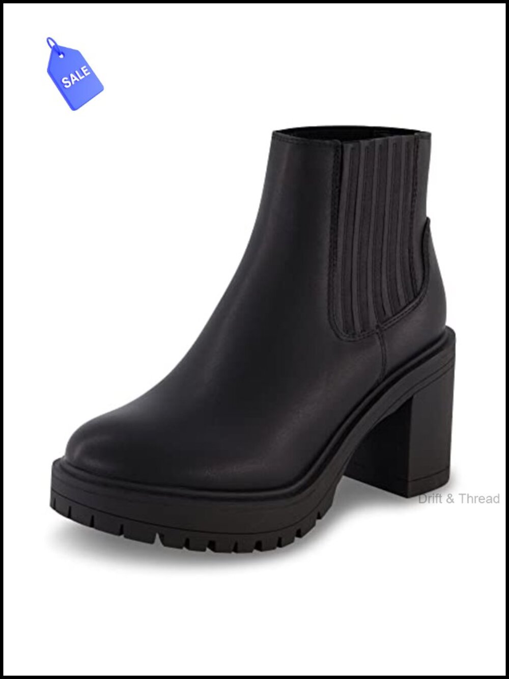 Women's Chelsea Boots Memory Foam Faux Leather Chunky Heel Ankle Bootie